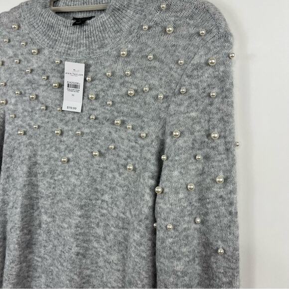 Ann Taylor New Pearlized Mock Neck Sweater Dress Size M Heathered Gray Soft Knit - Picture 6 of 13
